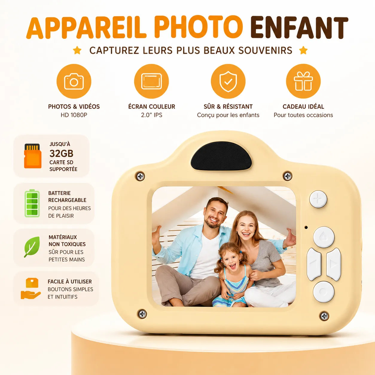 MiniVision | Appareil Photo Enfant 1080p avec Filtres et Jeux Intégrés