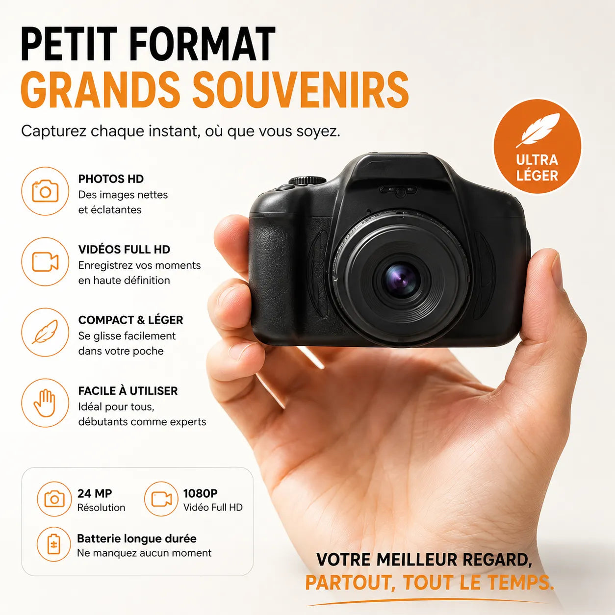 RetroSnap | Appareil Photo Numérique Rétro Compact HD avec Wi-Fi