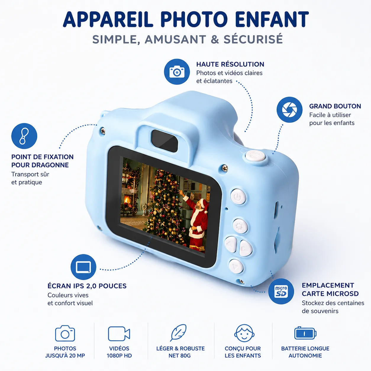 KidsCam Pro | Appareil Photo Enfant HD Rechargeable et Créatif