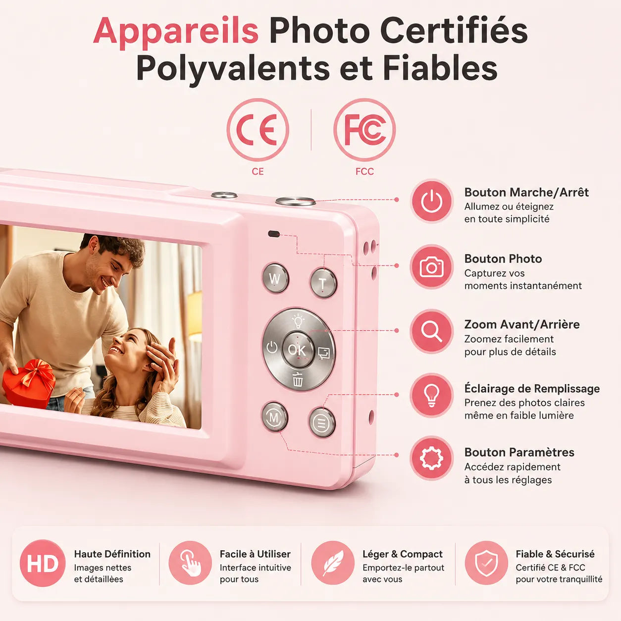 Appareil Photo Numérique Vintage | Vidéo 1080p et Design Compact