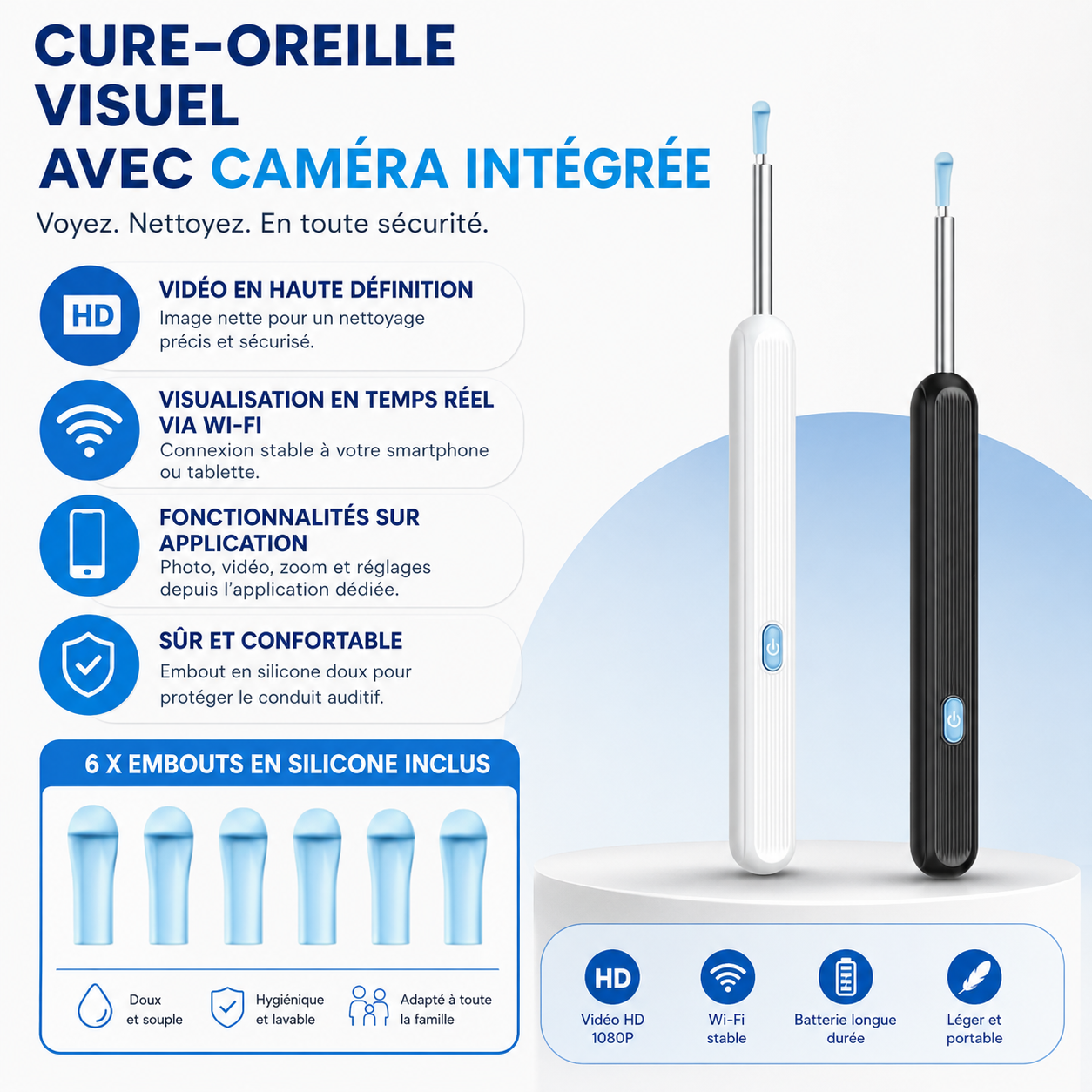 Otoscan | Nettoyeur d’Oreille Intelligent avec Caméra HD WiFi