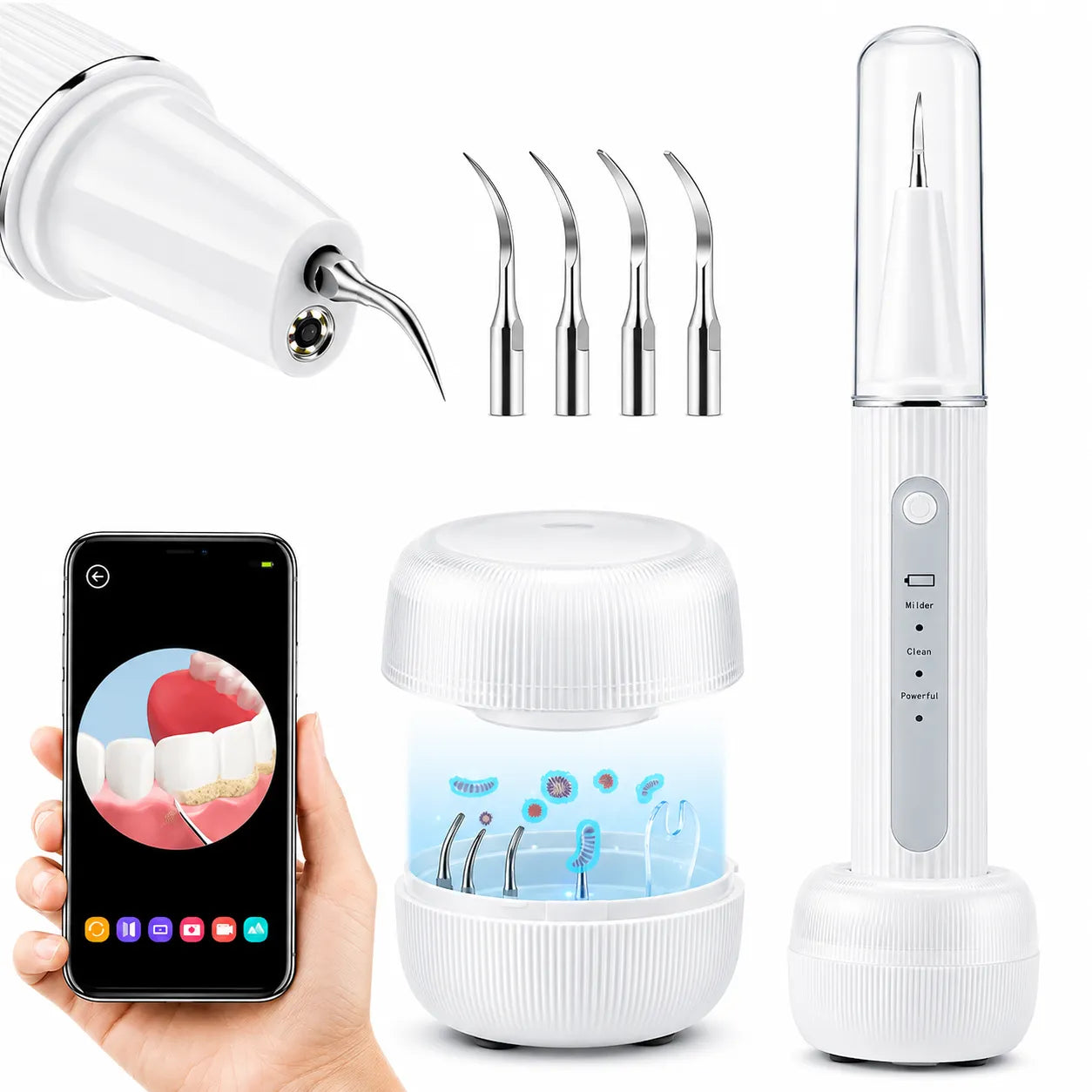 UltraSpark | Nettoyeur de Dents à Ultrasons avec Caméra Intégrée