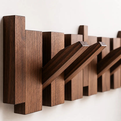PianoWood | Portemanteau Mural en Bois Design Piano avec 6 Crochets