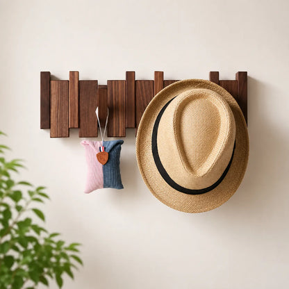 PianoWood | Portemanteau Mural en Bois Design Piano avec 6 Crochets