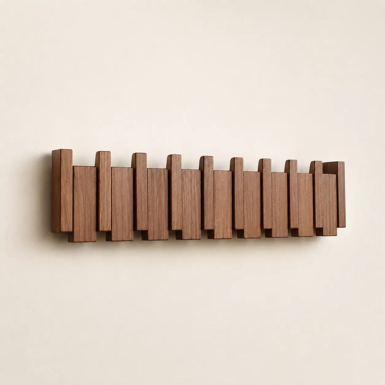 PianoWood | Portemanteau Mural en Bois Design Piano avec 6 Crochets