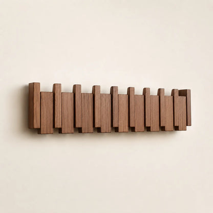 PianoWood | Portemanteau Mural en Bois Design Piano avec 6 Crochets