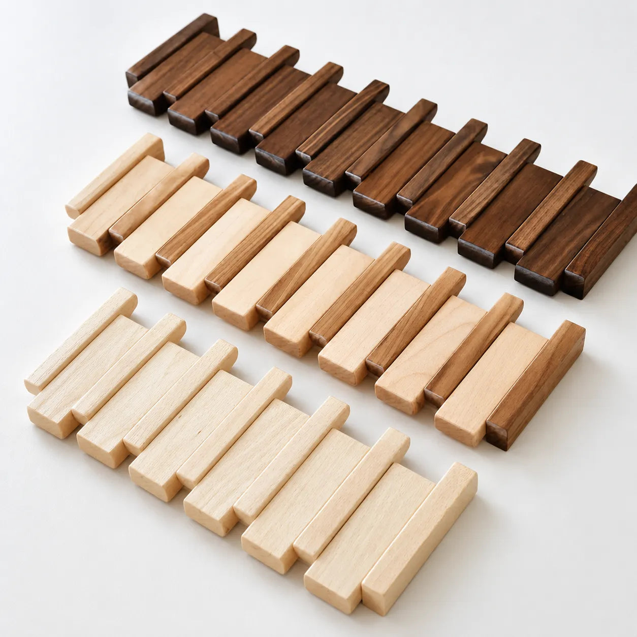 PianoWood | Portemanteau Mural en Bois Design Piano avec 6 Crochets