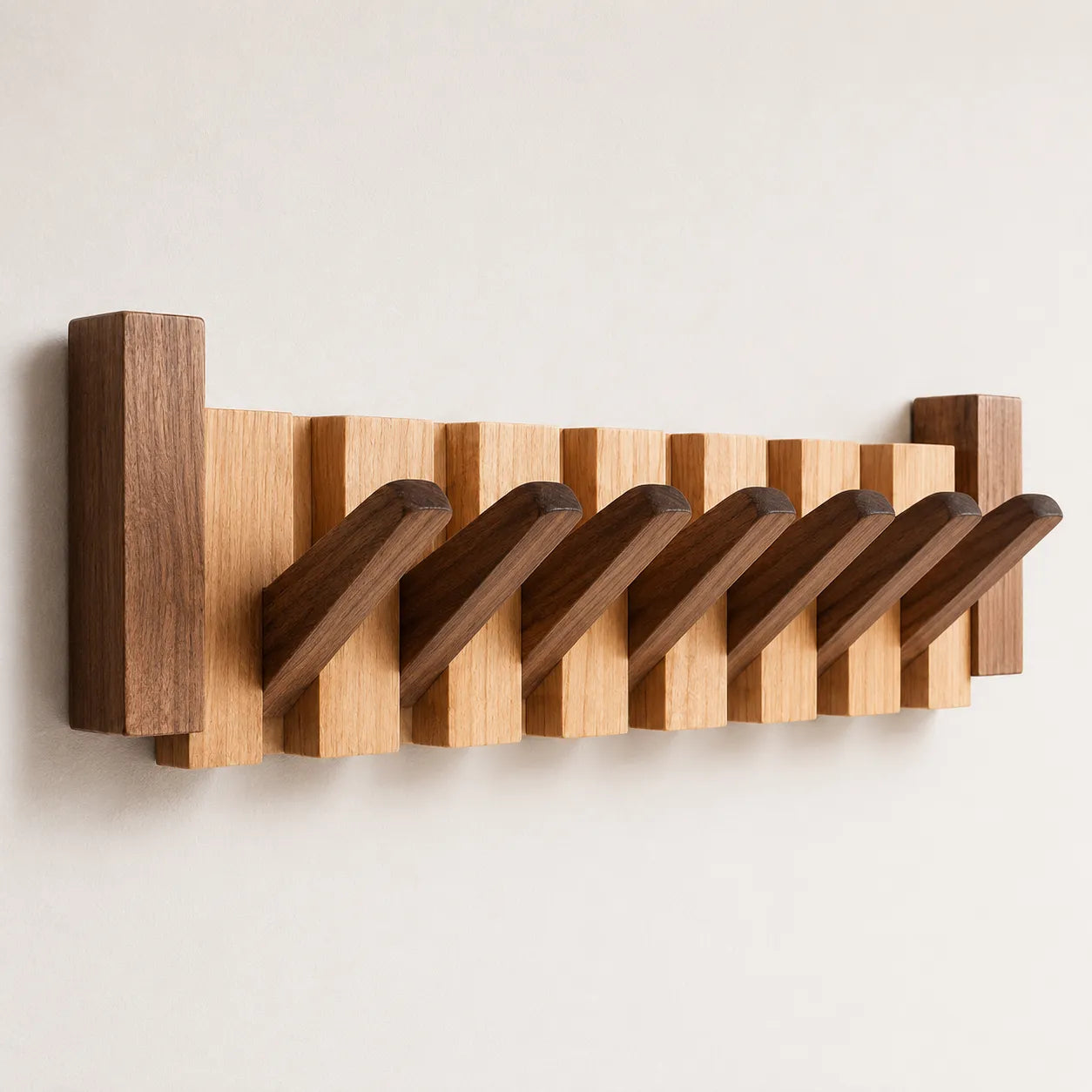 PianoWood | Portemanteau Mural en Bois Design Piano avec 6 Crochets