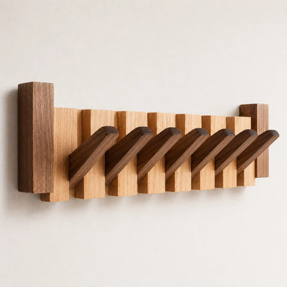 PianoWood | Portemanteau Mural en Bois Design Piano avec 6 Crochets