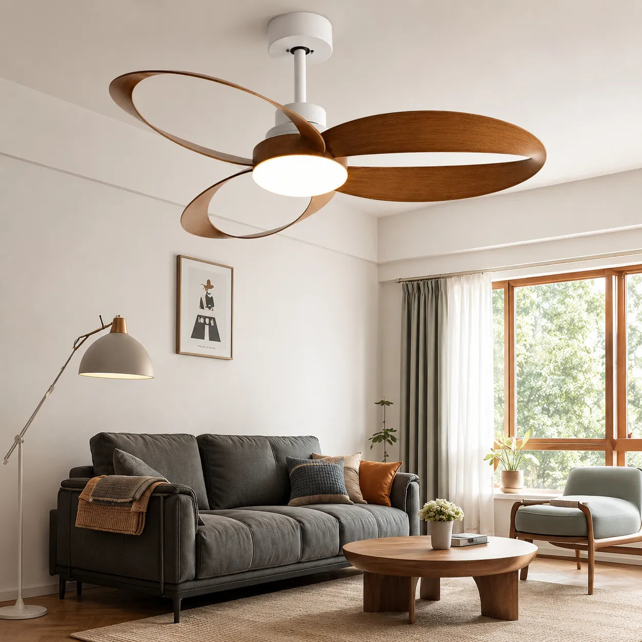 AéroLume | Ventilateur de Plafond LED Silencieux avec Pales en Bois