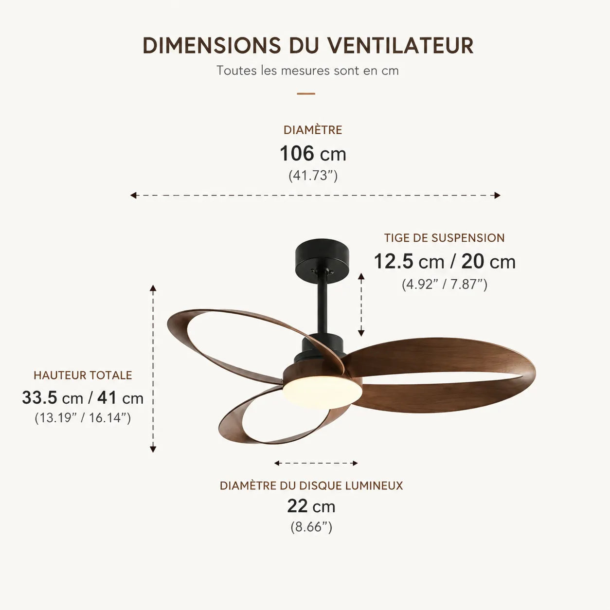 AéroLume | Ventilateur de Plafond LED Silencieux avec Pales en Bois