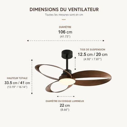 AéroLume | Ventilateur de Plafond LED Silencieux avec Pales en Bois