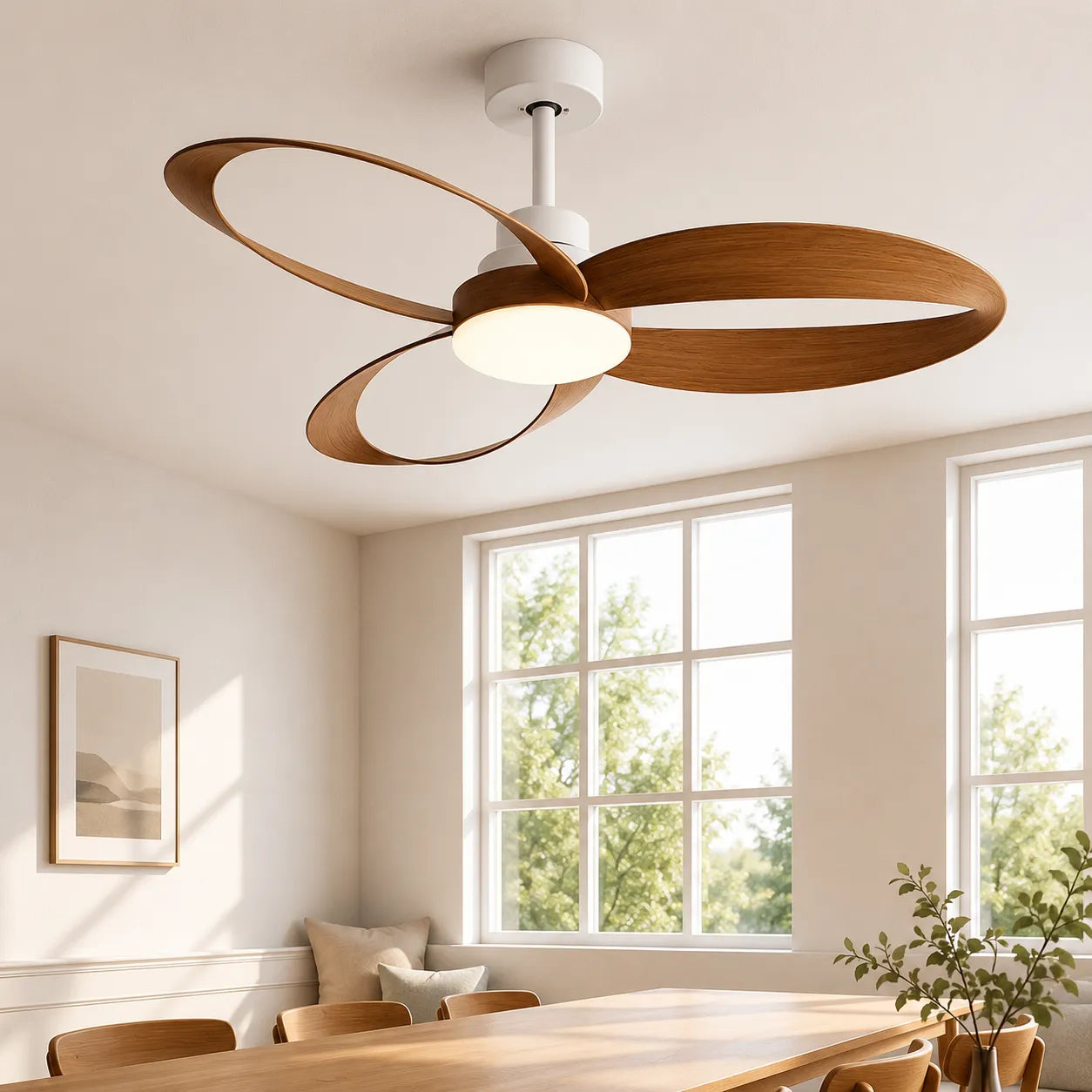 AéroLume | Ventilateur de Plafond LED Silencieux avec Pales en Bois