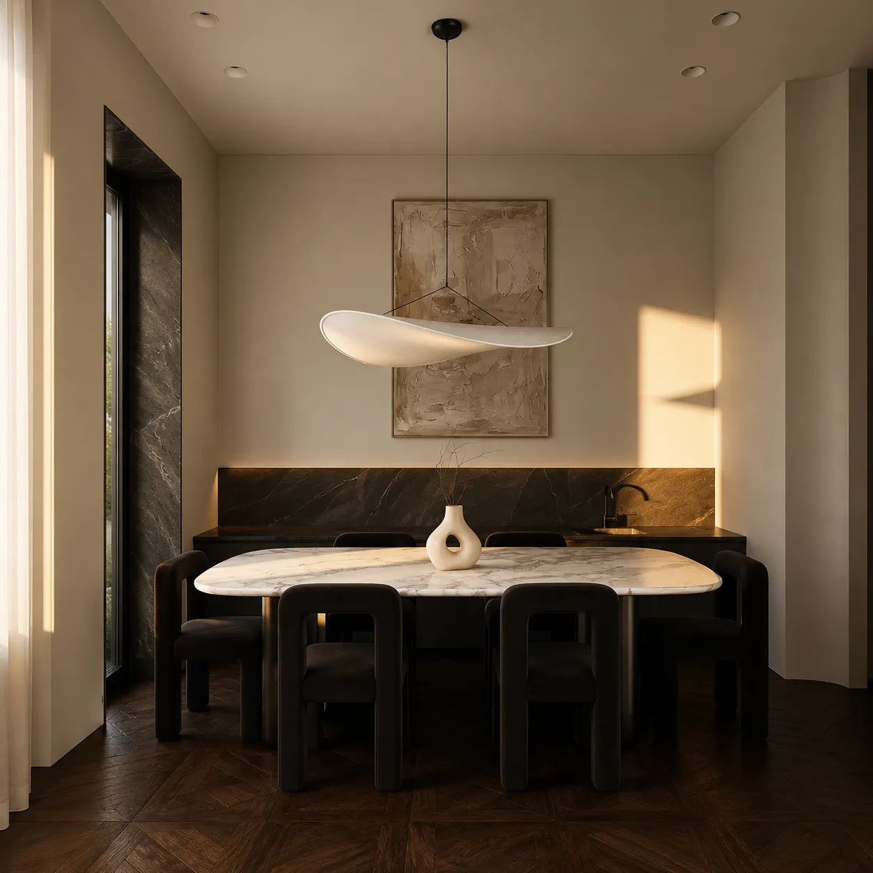 LumiNara | Suspension Japandi en Soie Naturelle pour Ambiance Chaleureuse