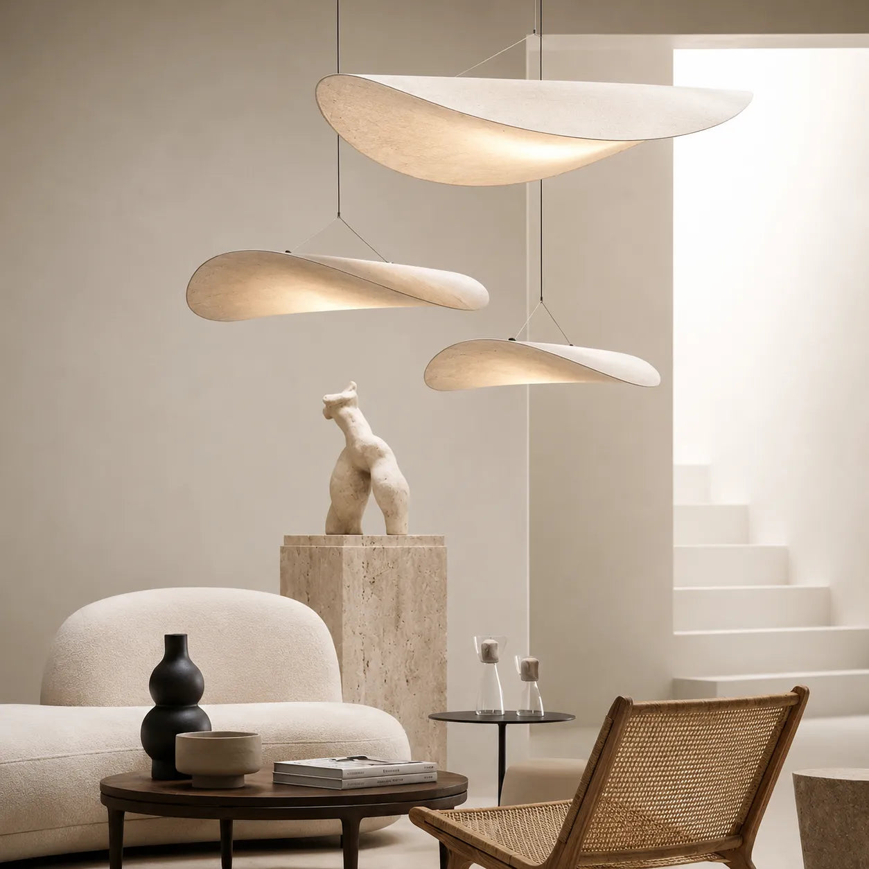 LumiNara | Suspension Japandi en Soie Naturelle pour Ambiance Chaleureuse