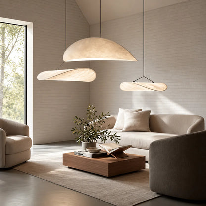 LumiNara | Suspension Japandi en Soie Naturelle pour Ambiance Chaleureuse