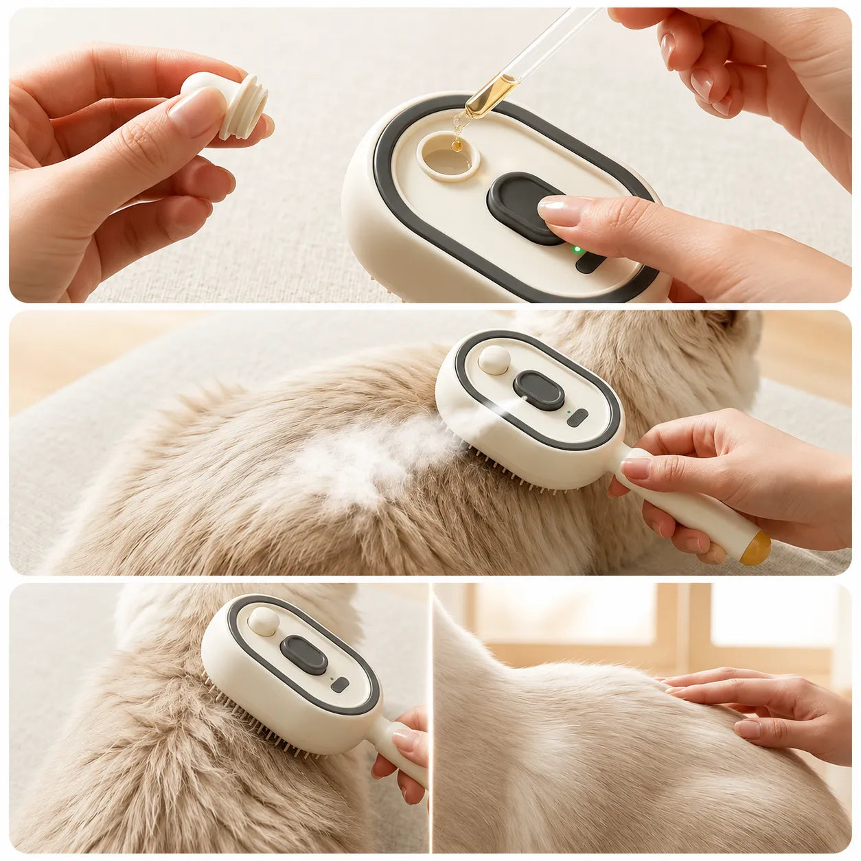 MistGlow | Brosse Électrique Brumisatrice Démêlante avec Massage