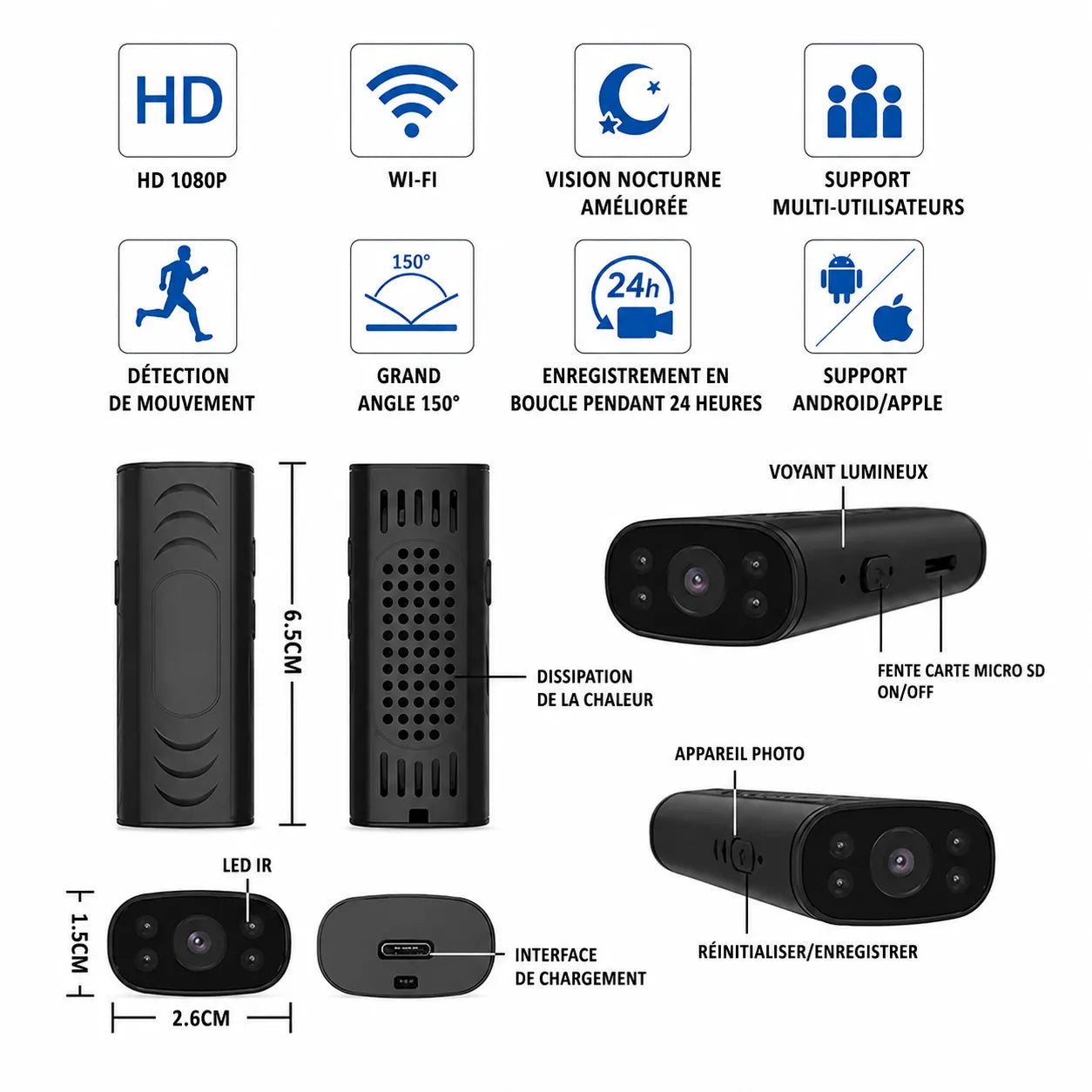 CamSafe – Caméra de Surveillance Sans Fil 1080p Vision Nocturne