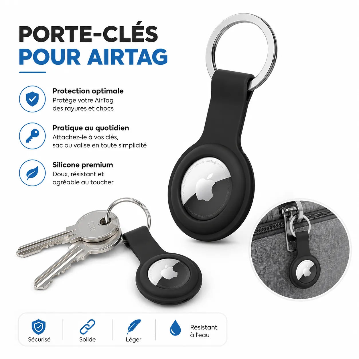 AirGuard | Porte-Clé AirTag en Silicone avec Coque Anti-Rayures