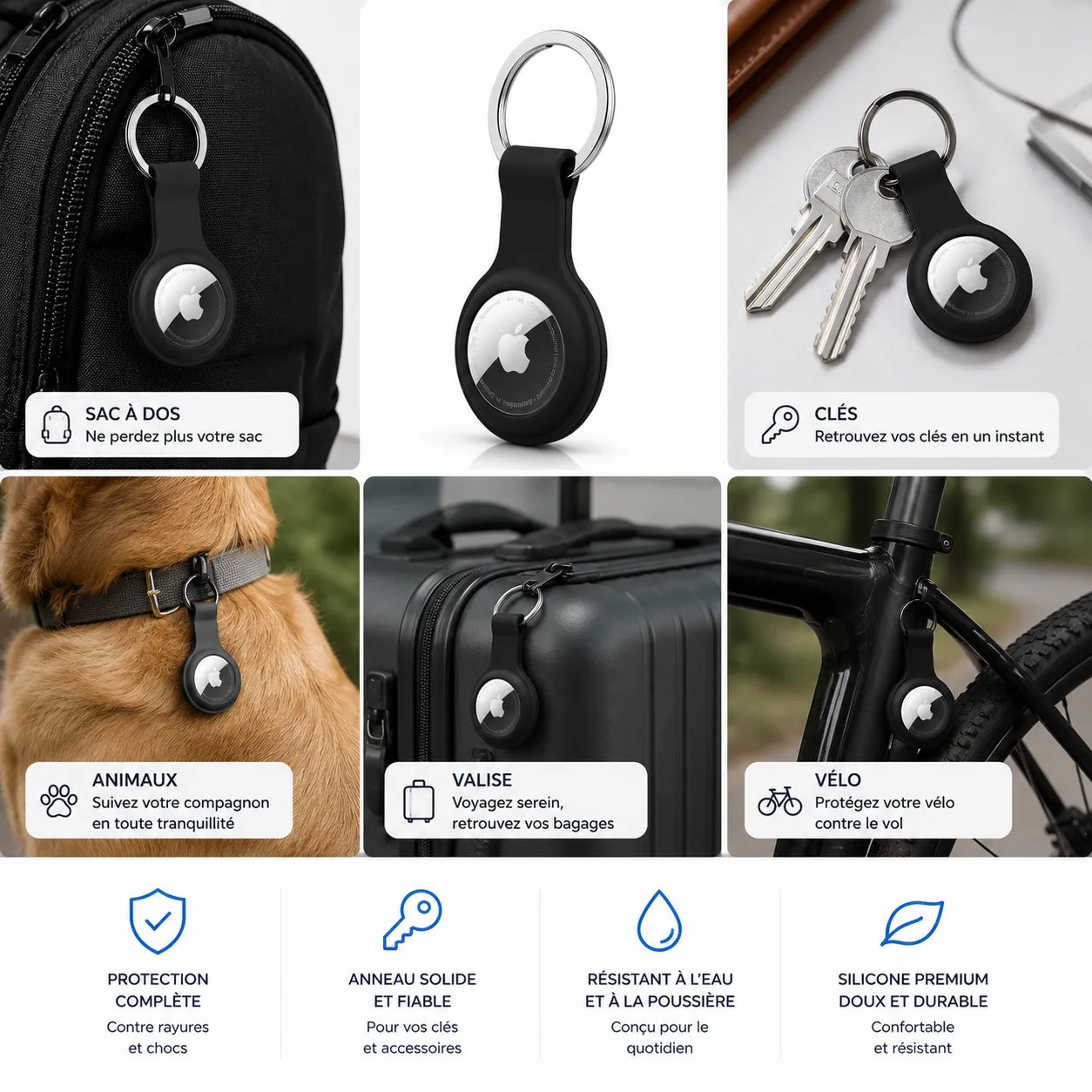 AirGuard | Porte-Clé AirTag en Silicone avec Coque Anti-Rayures