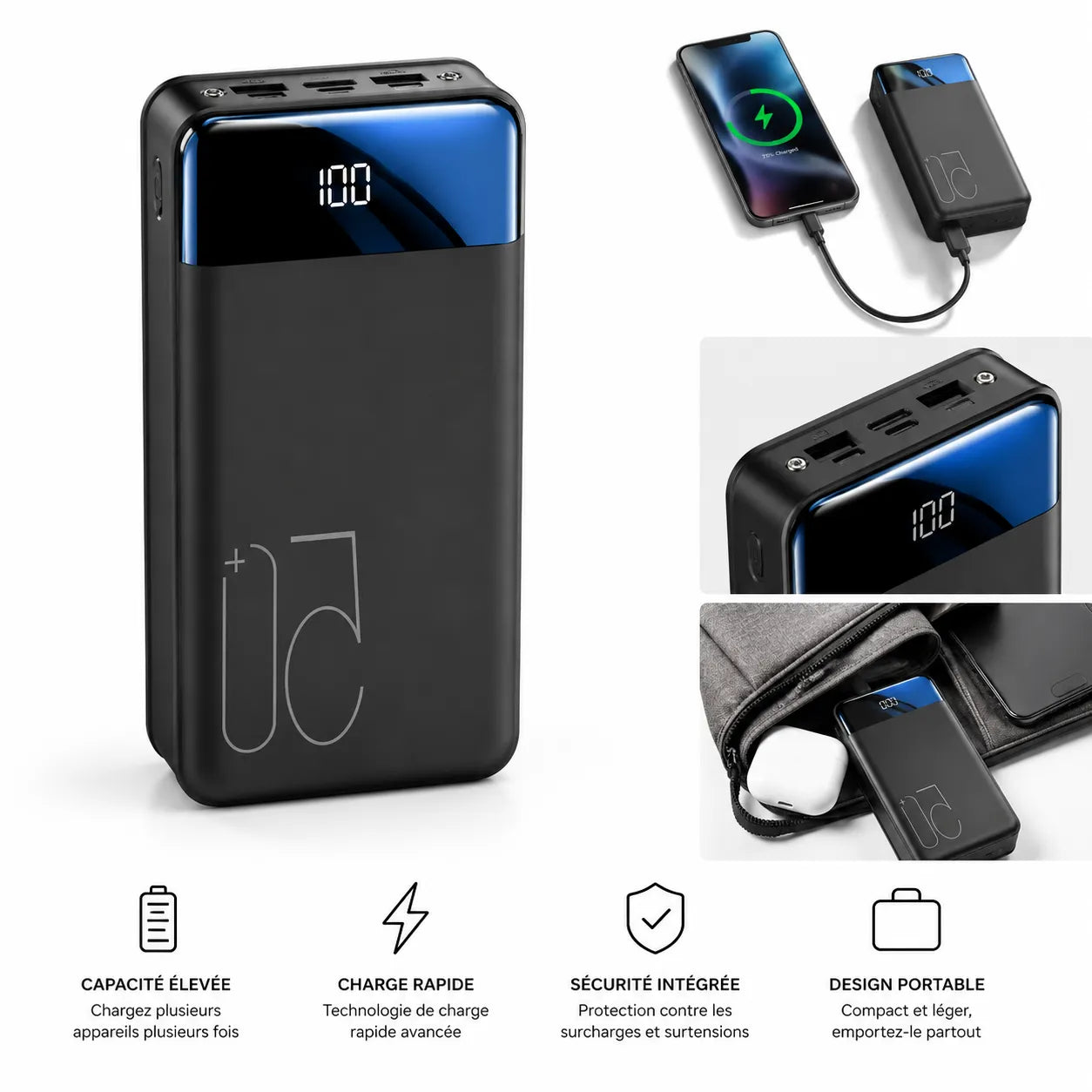TitanCharge™ | Power Bank Haute Capacité 100 000 mAh avec Charge Rapide