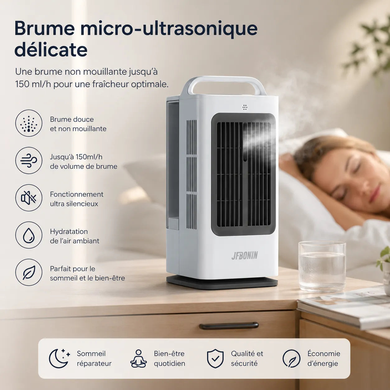 FrostEase | Climatiseur Mobile Sans Évacuation Silencieux 3-en-1