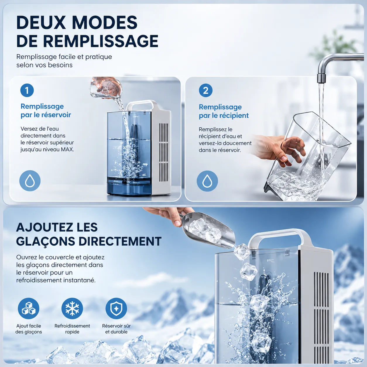 FrostEase | Climatiseur Mobile Sans Évacuation Silencieux 3-en-1