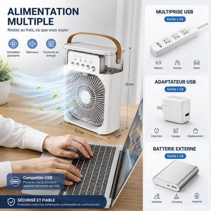 CoolMist | Climatiseur Mobile Sans Évacuation Silencieux 3-en-1