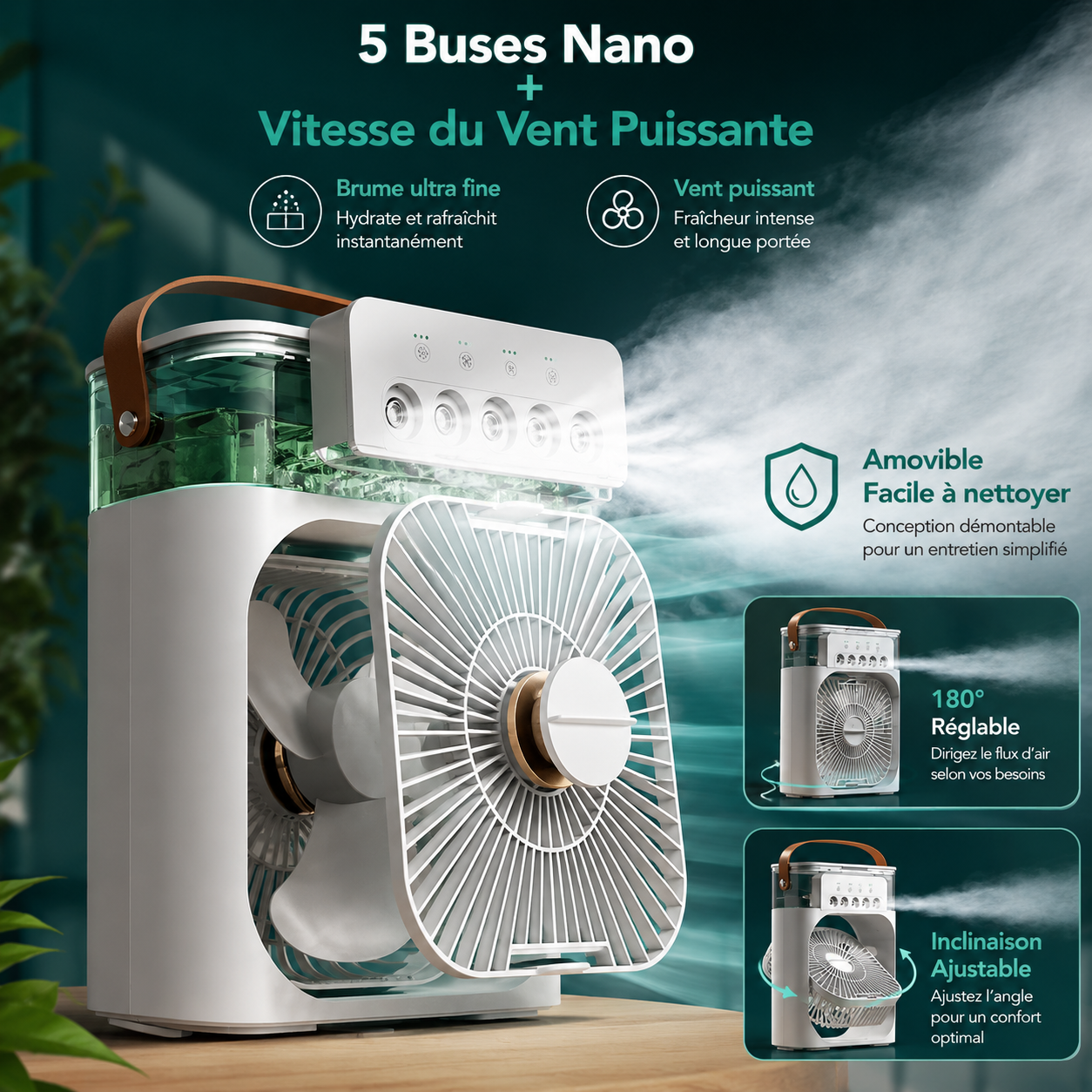 CoolMist | Climatiseur Mobile Sans Évacuation Silencieux 3-en-1