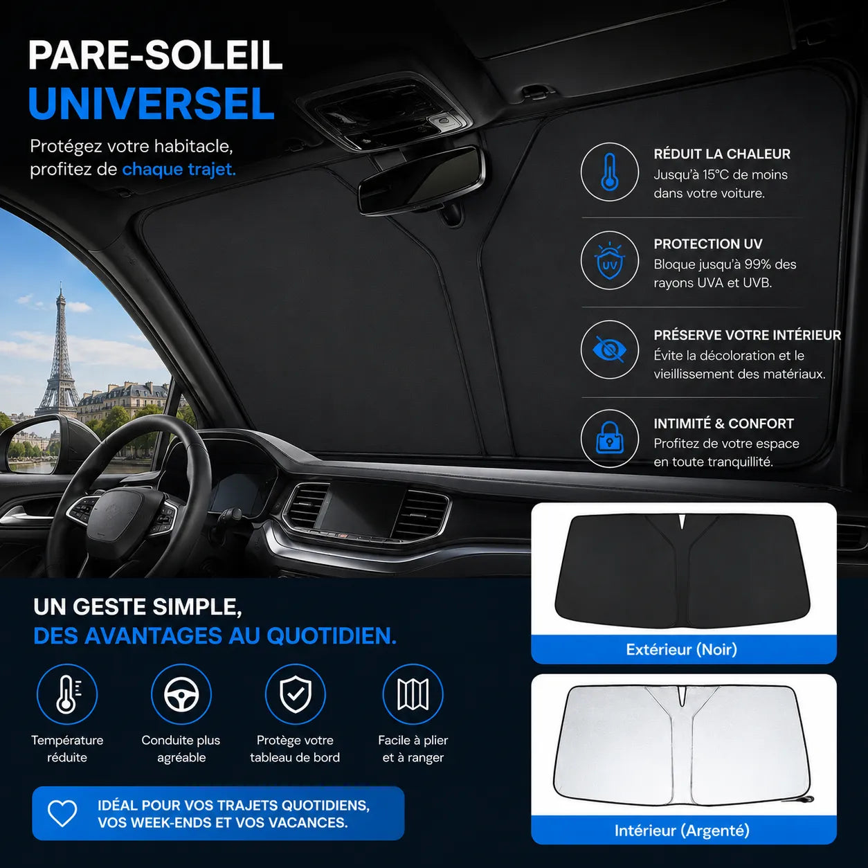 Pare-Soleil Voiture ThermoShield | Pare soleil voiture