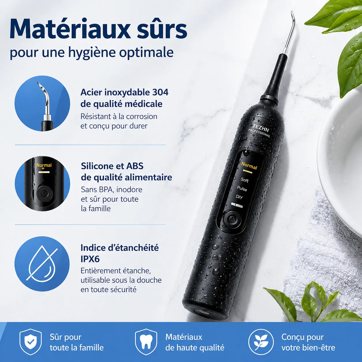 DentaClean Pro | Détartreur Dentaire Électrique à Ultrasons avec 5 Intensités