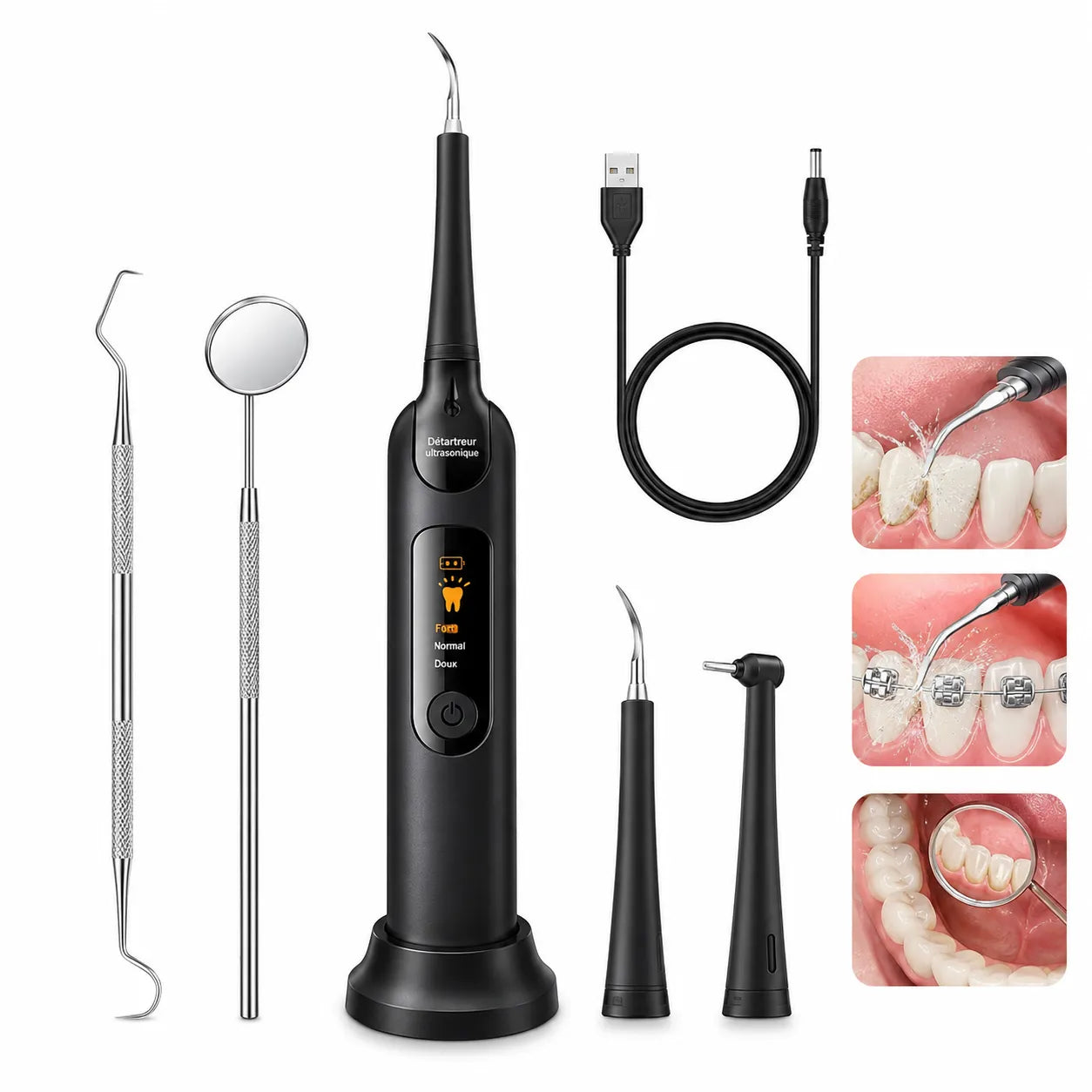 DentaClean Pro | Détartreur Dentaire Électrique à Ultrasons avec 5 Intensités