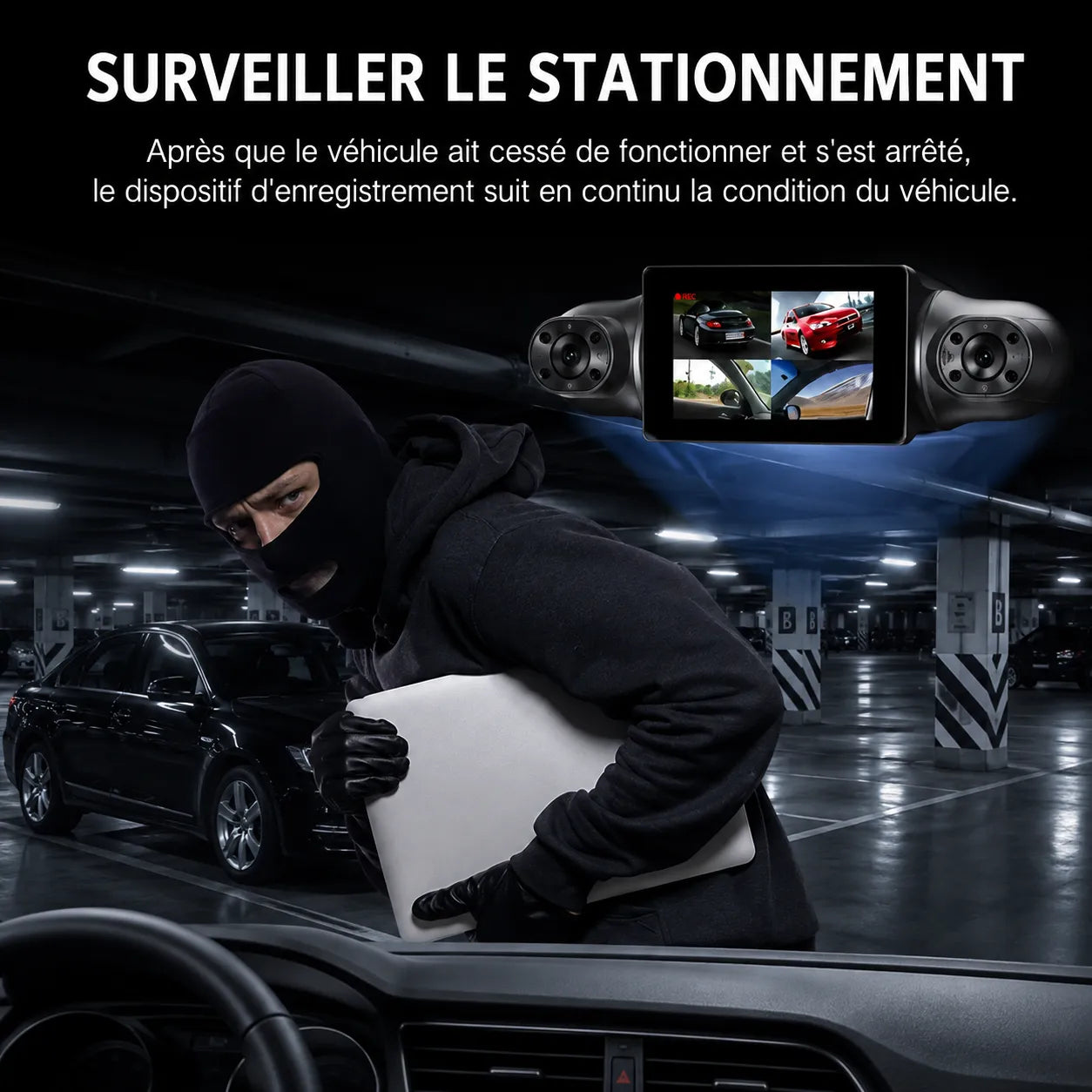DashGard Pro CX360 | Dashcam Voiture 360° Full HD avec Vision Nocturne