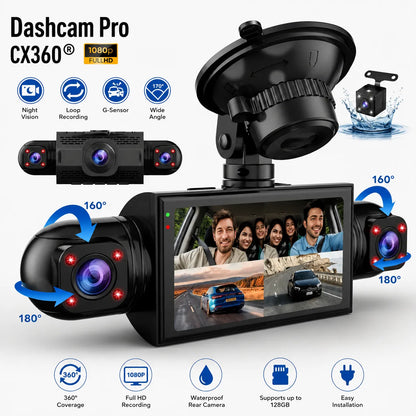 DashGard Pro CX360 | Dashcam Voiture 360° Full HD avec Vision Nocturne