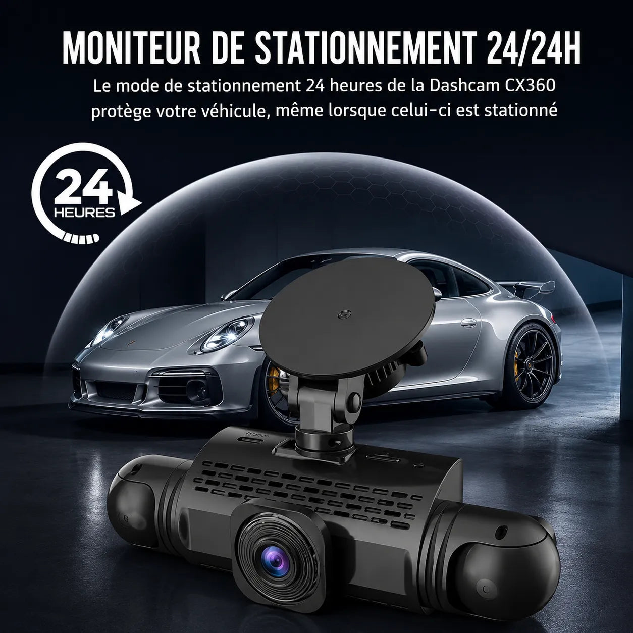 DashGard Pro CX360 | Dashcam Voiture 360° Full HD avec Vision Nocturne