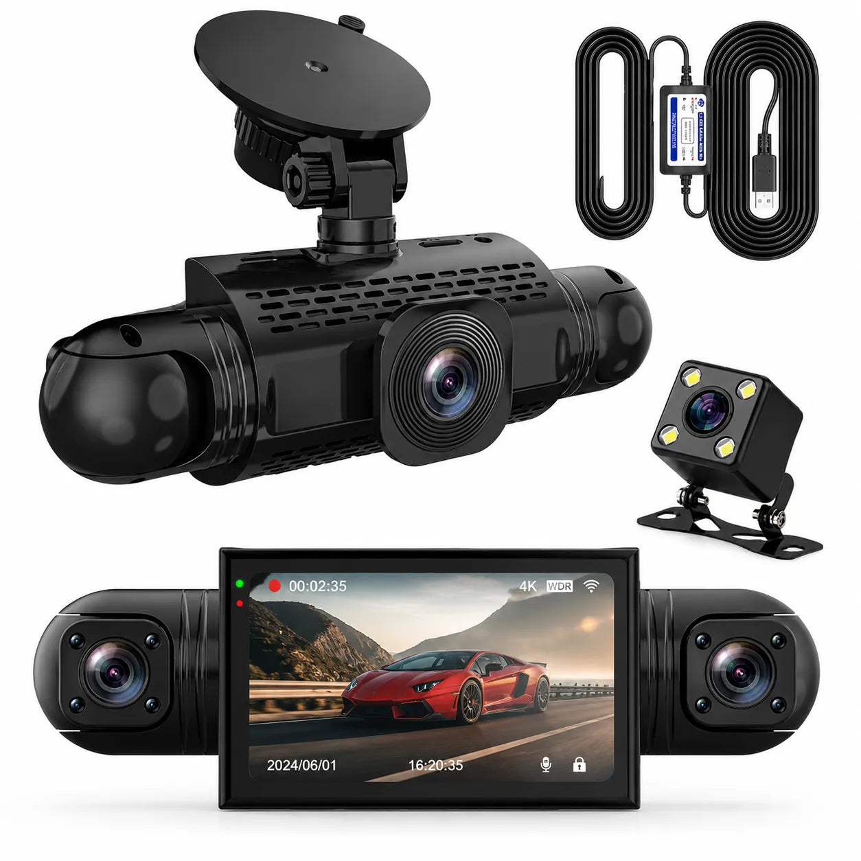 DashGard Pro CX360 | Dashcam Voiture 360° Full HD avec Vision Nocturne
