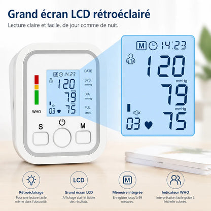 CardioSense | Tensiomètre électronique avec écran LCD et mémoire double utilisateur