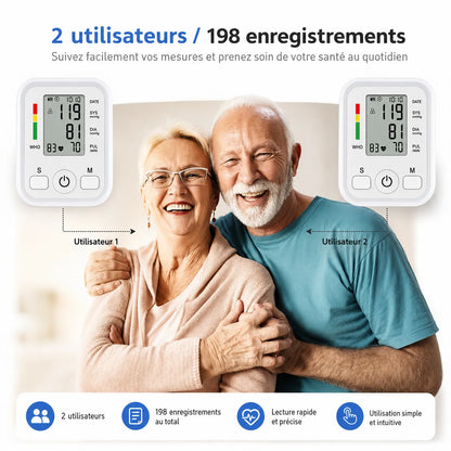 CardioSense | Tensiomètre électronique avec écran LCD et mémoire double utilisateur