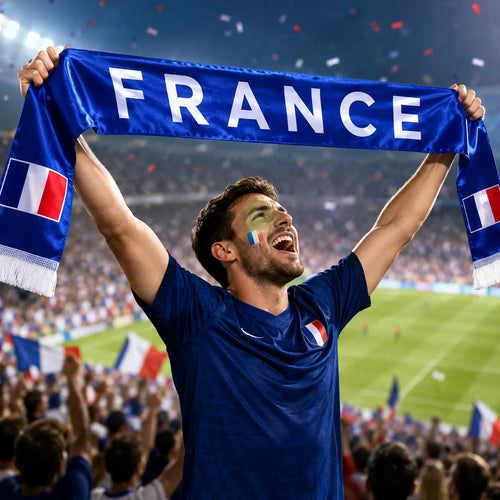 Bleu Élégance | Écharpe France Supporter Double Impression Satin 130 cm