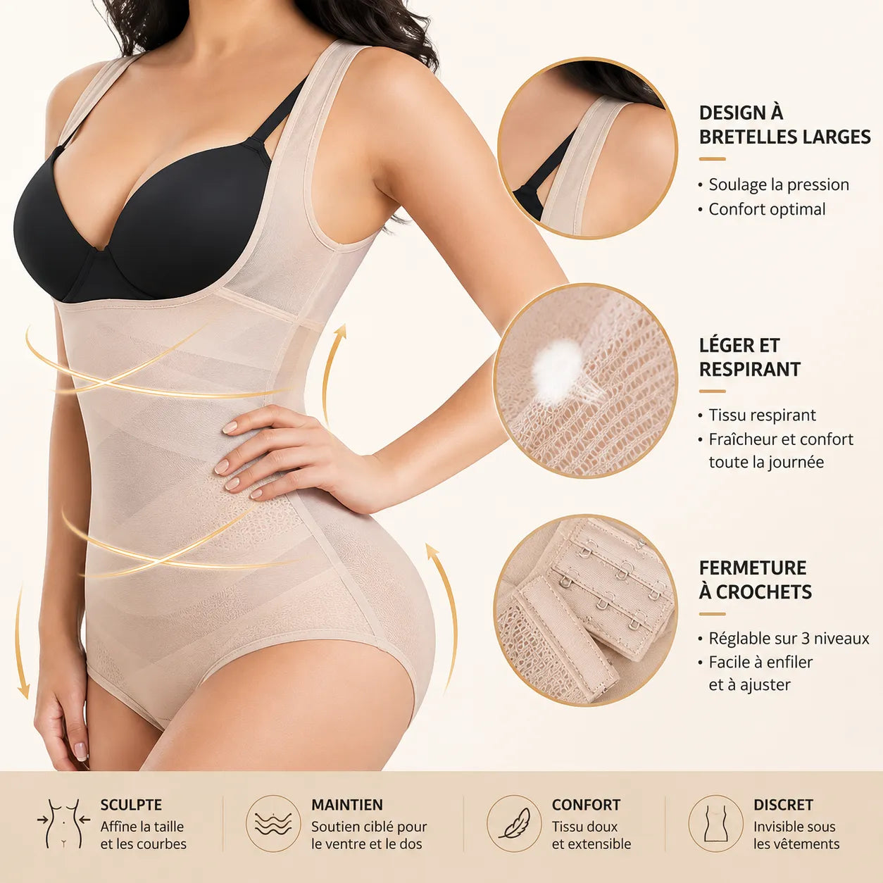 CurvaSilk | Body Gainant Sans Coutures Sculptant Taille et Ventre