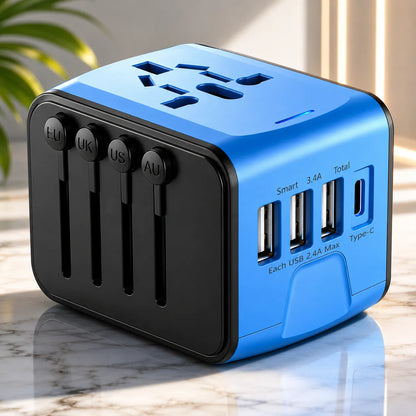 TravelCharge Pro | Adaptateur de Voyage Universel avec 4 Ports USB et USB-C