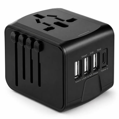 TravelCharge Pro | Adaptateur de Voyage Universel avec 4 Ports USB et USB-C
