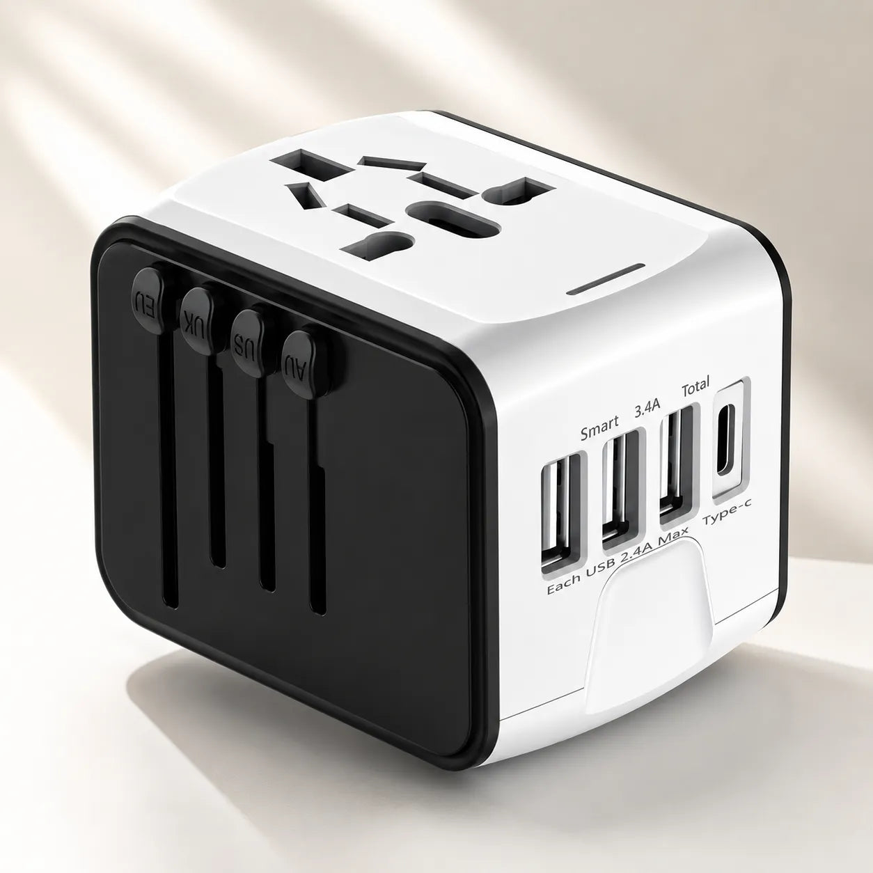 TravelCharge Pro | Adaptateur de Voyage Universel avec 4 Ports USB et USB-C