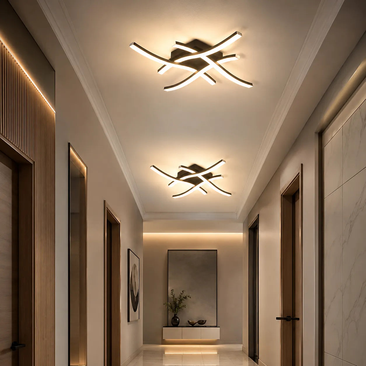 ÉLYSIA | Plafonnier à LED Incurvé Moderne pour Salon, Chambre et Cuisine