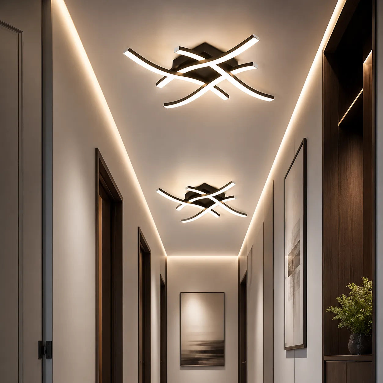 ÉLYSIA | Plafonnier à LED Incurvé Moderne pour Salon, Chambre et Cuisine