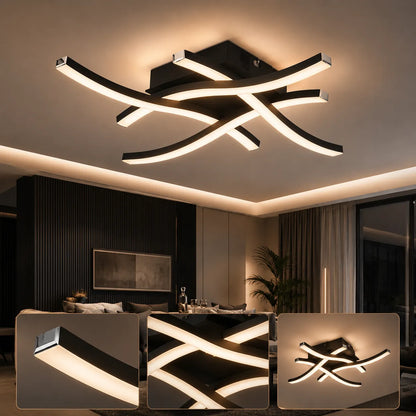 ÉLYSIA | Plafonnier à LED Incurvé Moderne pour Salon, Chambre et Cuisine