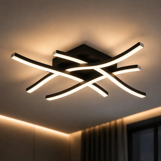 ÉLYSIA | Plafonnier à LED Incurvé Moderne pour Salon, Chambre et Cuisine
