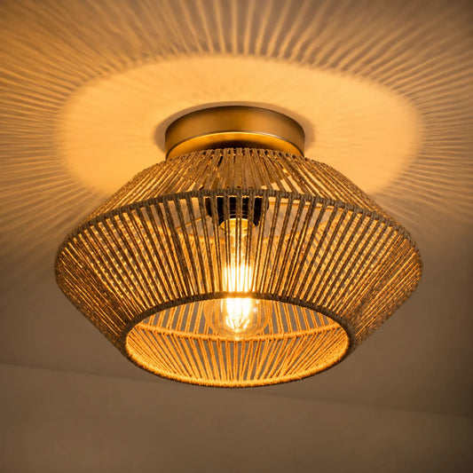 NATORA™ Tressé | Naturel  plafonnier à led rotin