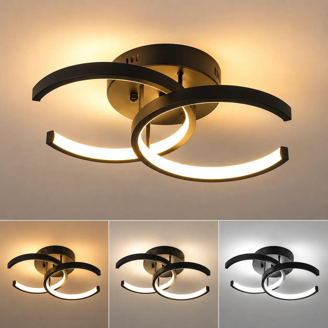 ORBÉLIA™ Moderne | Plafonnier à LED Design avec lumière 3 couleurs