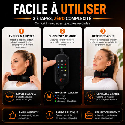 Masseur Cervical Chauffant USB THERMÉLIA™ | Massage nuque et épaules